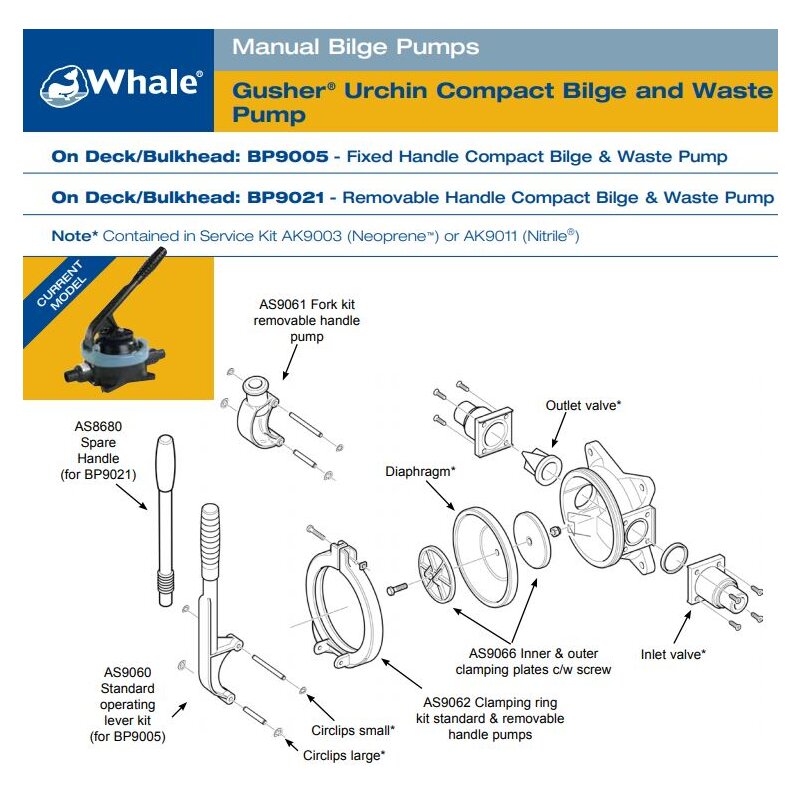 Whale Gusher Urchin Manual Bilge Pump Thru Deck/Bulkhead boatyardmalaysia