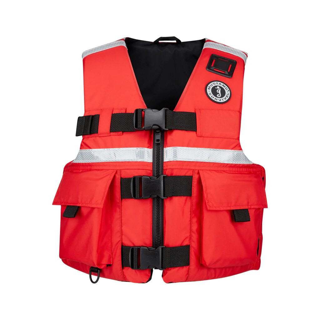 Mustang SAR Vest with SOLAS Reflective Tape Medium Red boatyardmalaysia