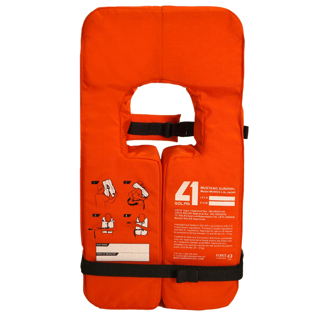 Mustang Survival Mustang SOLAS Type 1 Adult Life Jacket Orange - Boatyard Malaysia