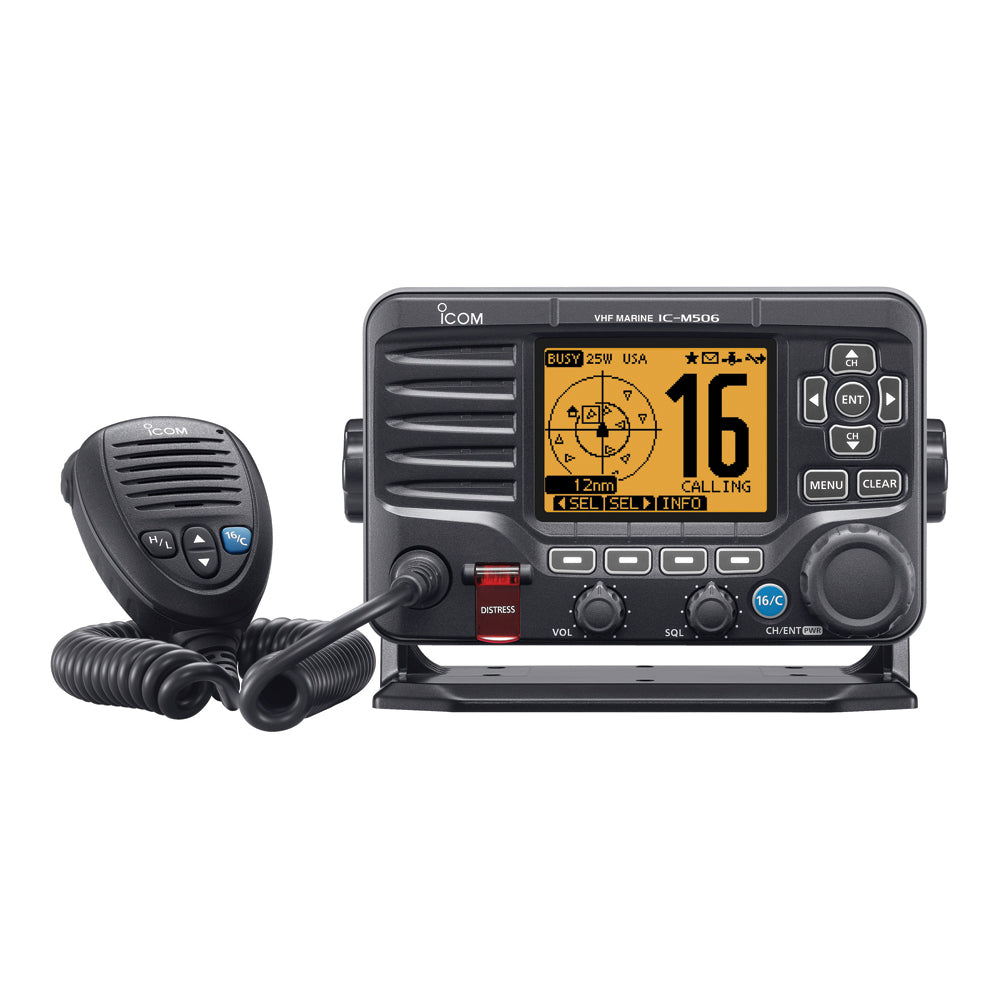 ICOM M506 VHF Black N2K/AIS Front Mic Radio boatyardmalaysia