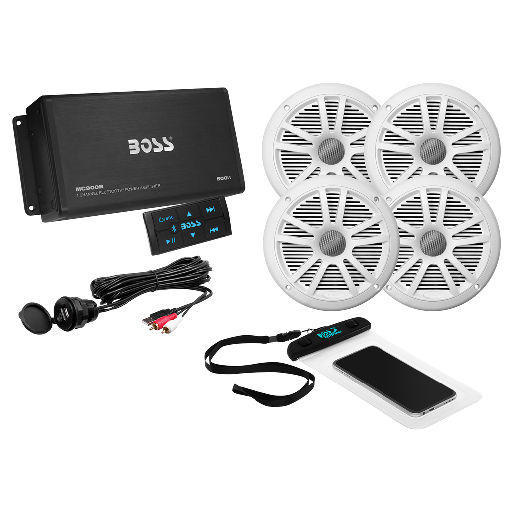 Boss Audio ASK904B.64 4-Channel Bluetooth Amplifier with 4 Speakers - Boatyard Malaysia