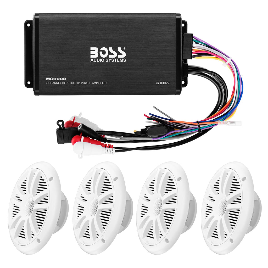 Boss Audio ASK904B.64 4-Channel Bluetooth Amplifier with 4 Speakers - Boatyard Malaysia