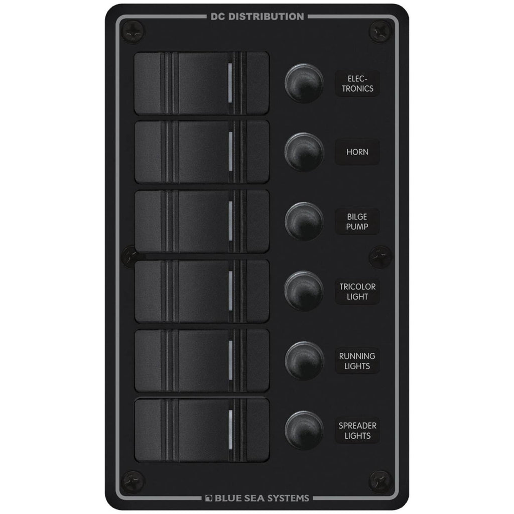 Blue Sea System Contura Circuit Breaker Switch Panel with USB Charger - 5 Position - Boatyard Malaysia