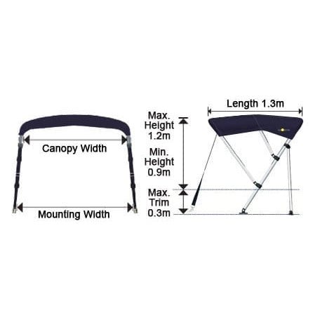 Oceansouth 3 Bow Whitewater Bimini Top - Boatyard Malaysia