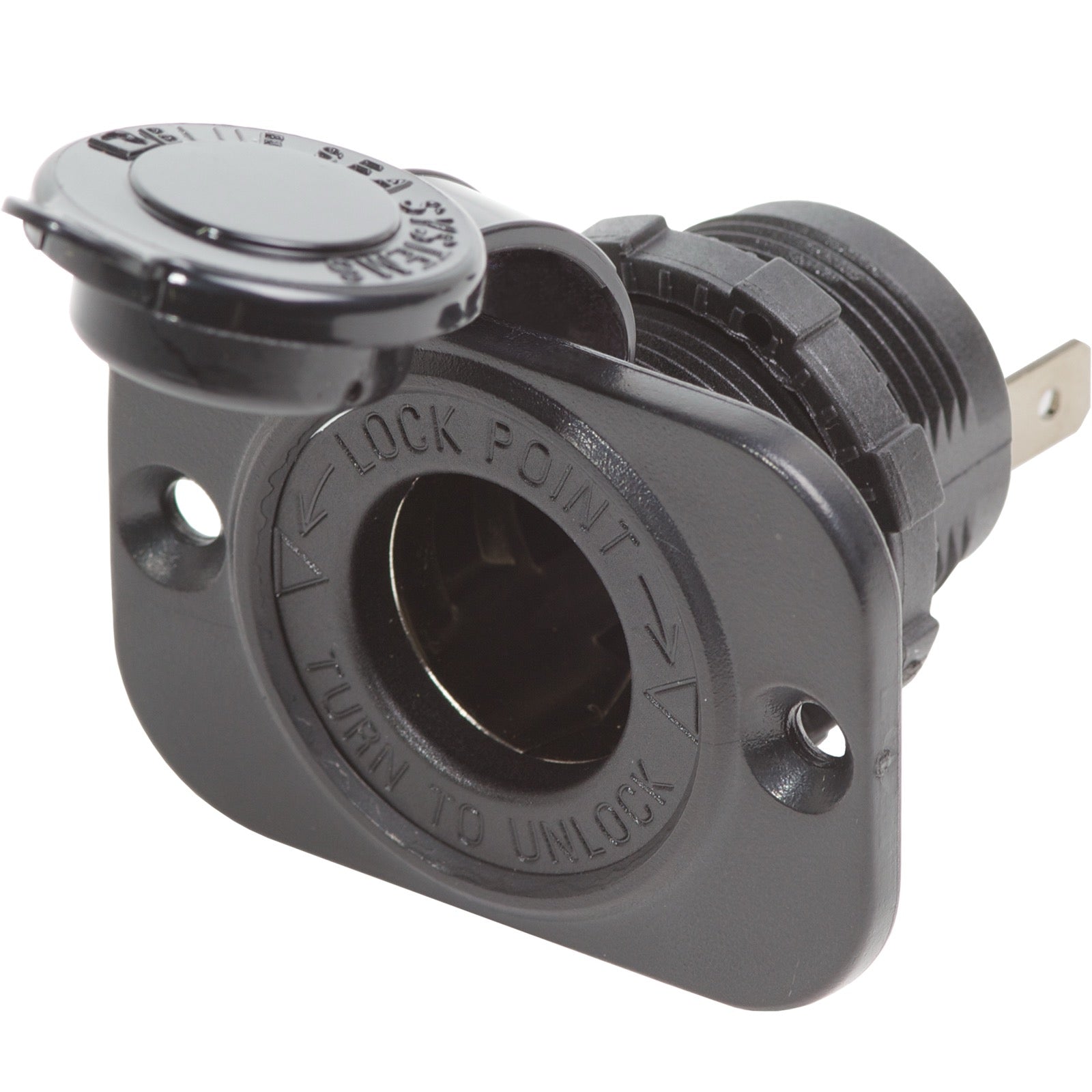 12 Volt Dash Socket with Watertight Cap boatyardmalaysia