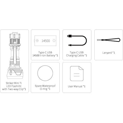 Striker Mini Titanium EDC Flashlight boatyardmalaysia