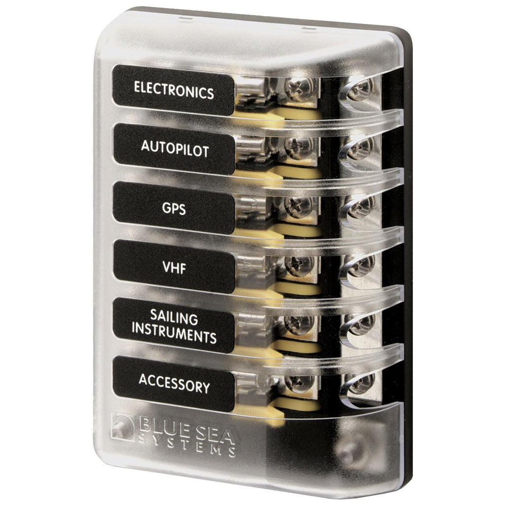 Blue Sea System ST Glass 6 Circuit Fuse Block with Cover - Boatyard Malaysia