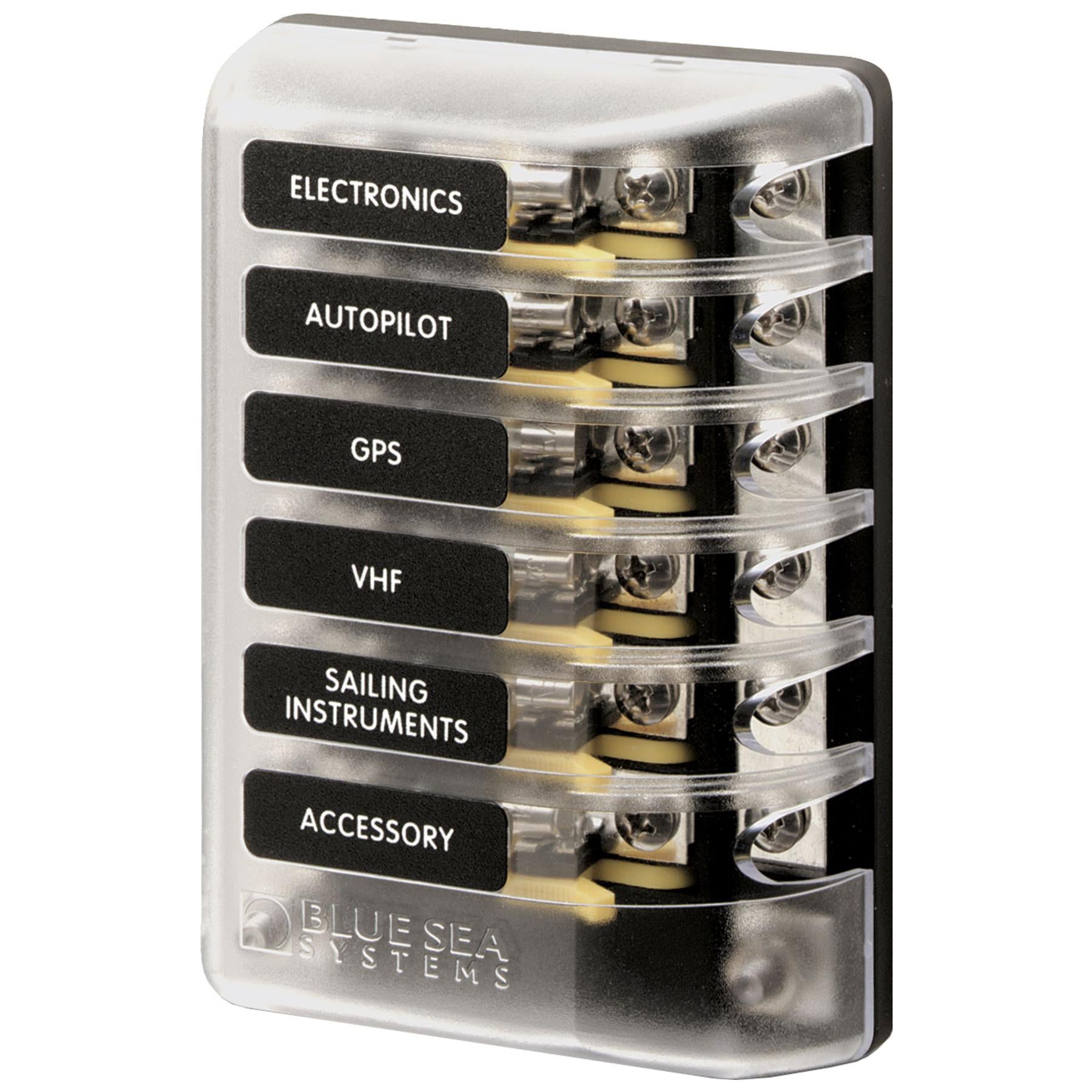 Blue Sea System ST Glass 6 Circuit Fuse Block with Cover - Boatyard Malaysia