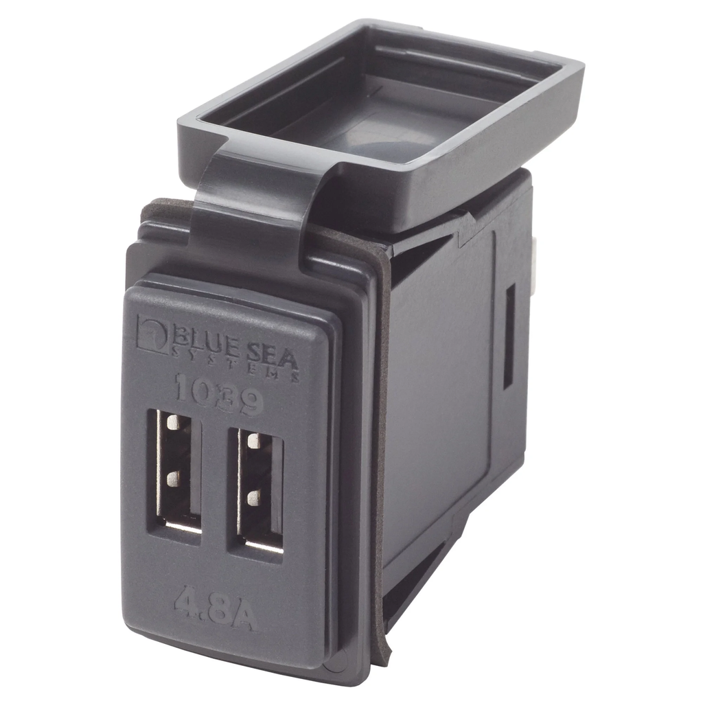 Blue Sea System 12/24V Dual USB 4.8A Chargers - Switch Mount - Boatyard Malaysia
