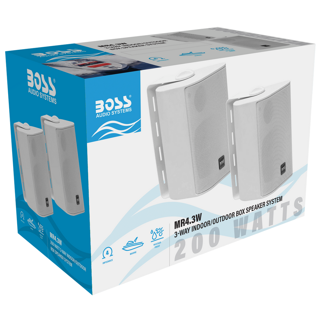 Boss Audio MR4.3w 3-way Box Speakers White pair - Boatyard Malaysia