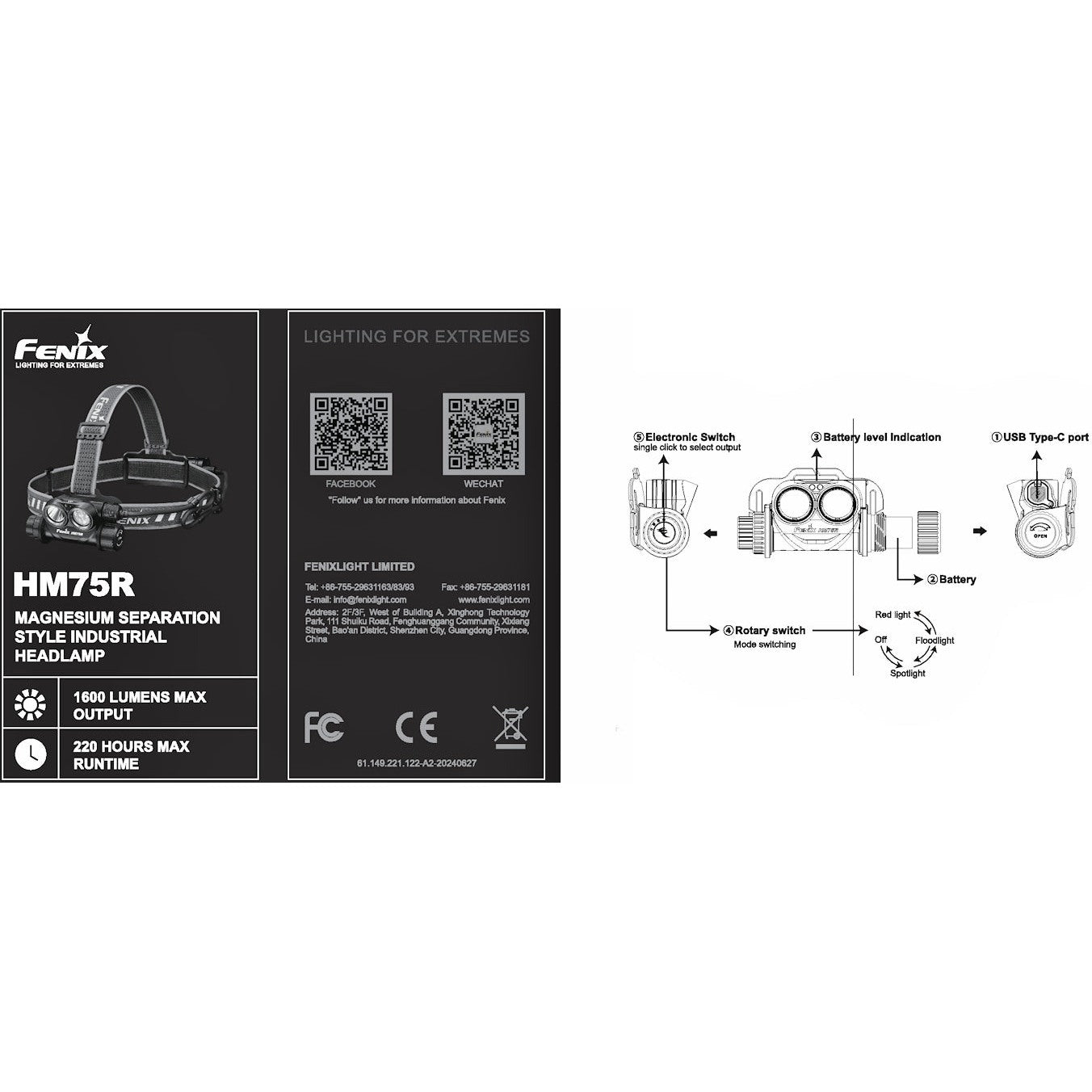 FENIX HM75R SE 1600L FLASHLIGHT WITHOUT BATTERY EXTENDER boatyardmalaysia