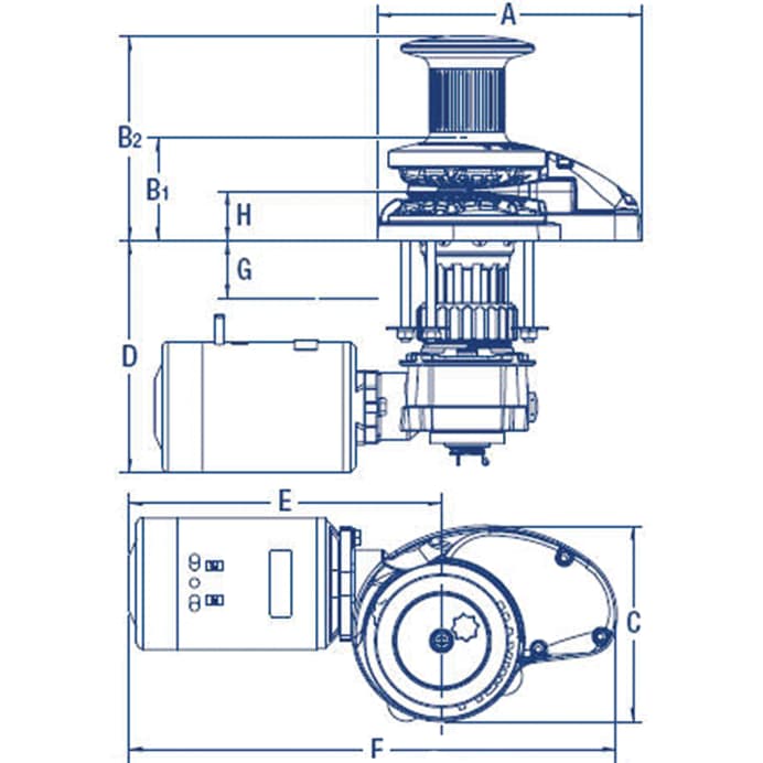 Maxwell 12V RC10-8 Capstan Windlass - 5/16" HT or BBB Chain, 5/8" 3-Strand Rope, 1540 lb Max Pull for Boats ∼27 ft - 45 ft - Boatyard Malaysia