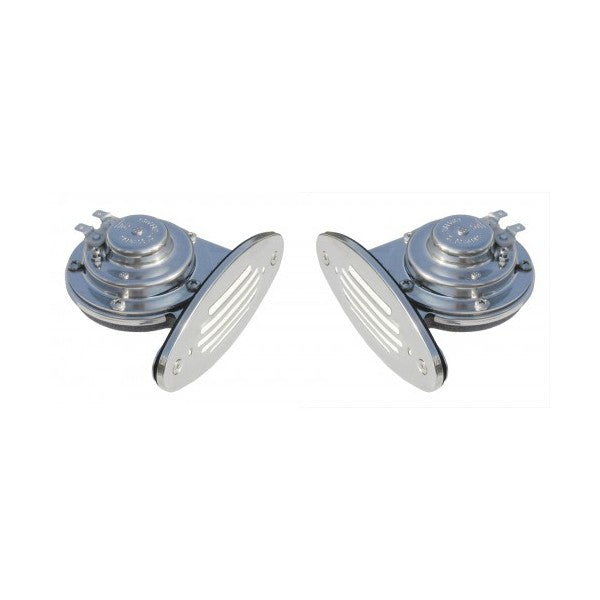Stainless Steel Mini Drop-In Dual w/SS Grills – 12 Volt, High & Low Pitch