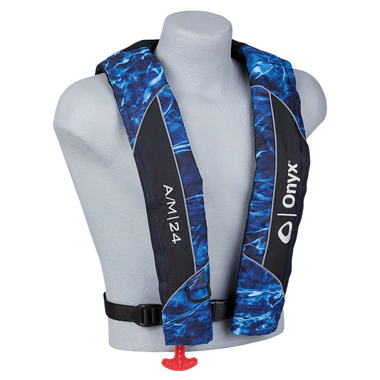 Onyx A/M-24 Automatic/Manual Inflatable Life Jacket Blue boatyardmalaysia