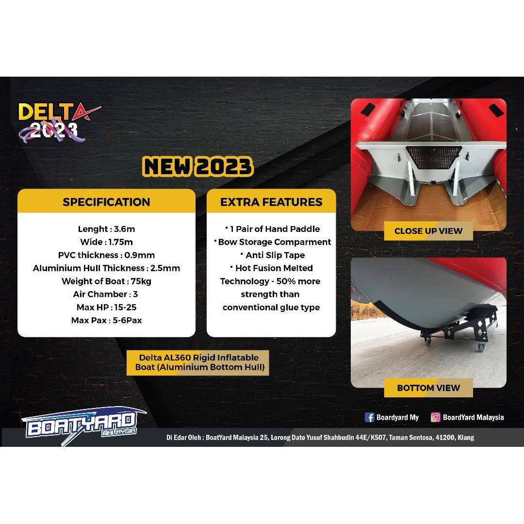 Delta AL360 Rigid Inflatable Boat - Red - Boatyard Malaysia