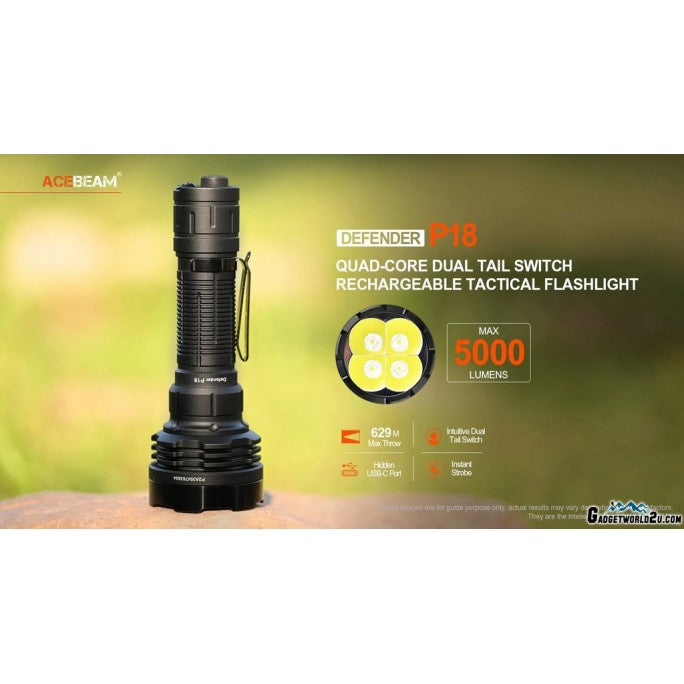 P18 Luminus SFT40 LED 5000 Lumens Tactical Flashlight boatyardmalaysia