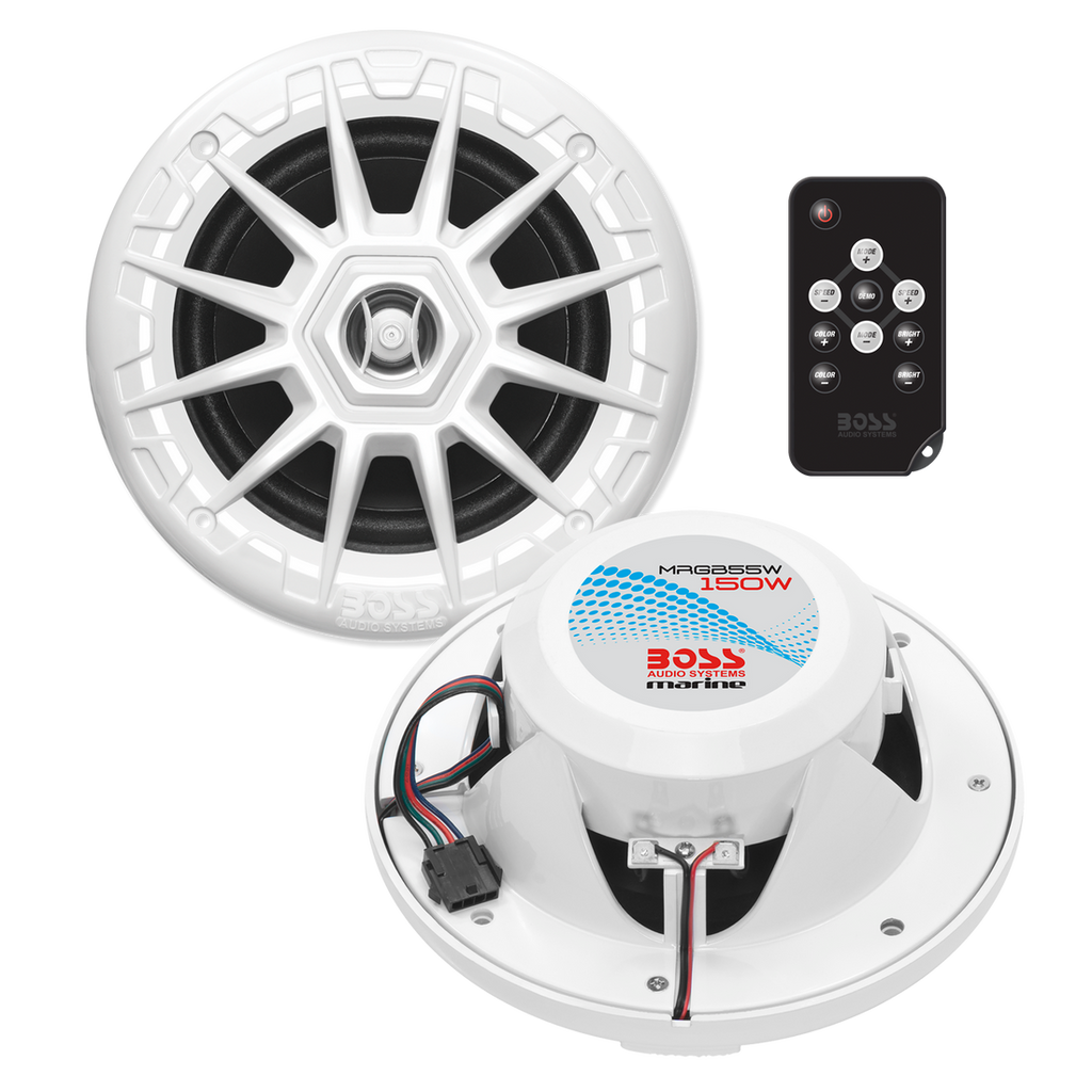 Boss Audio MRGB55W Marine Speakers 5.25" - White with RGB - Boatyard Malaysia