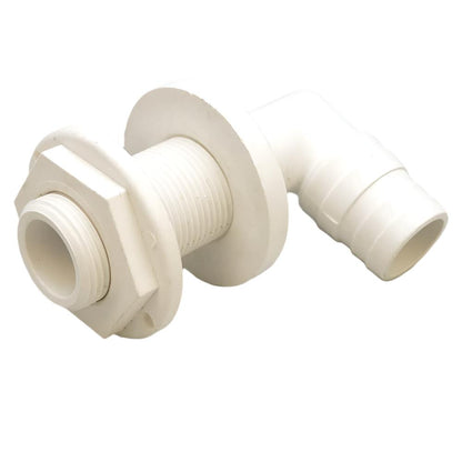 90° Thru-Hull Connector White 1-1/8" to 1-1/4" Hose boatyardmalaysia