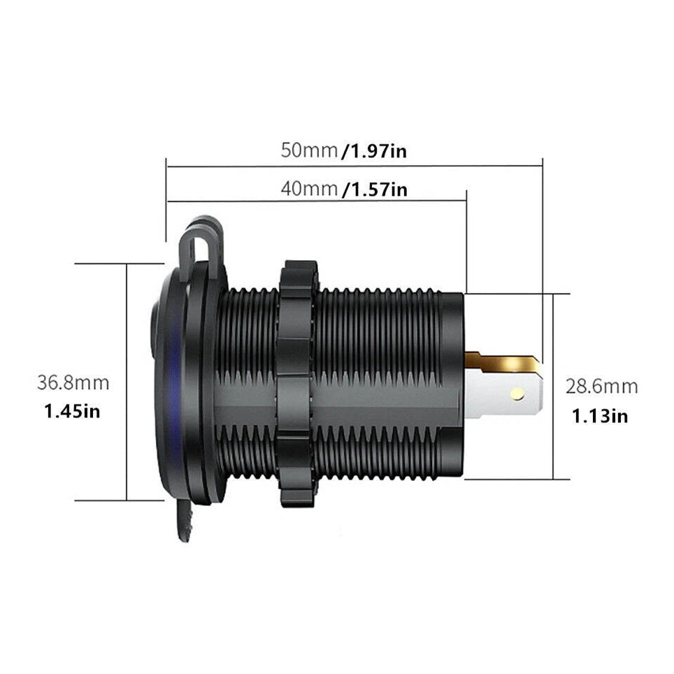 12-24V QC3.0+PD Car Dual USB Fast Charger Socket Power Outlet Adapter w/ 60cm boatyardmalaysia