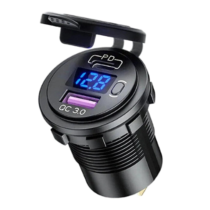 12-24V QC3.0+PD Car Dual USB Fast Charger Socket Power Outlet Adapter w/ 60cm boatyardmalaysia