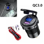 12-24V QC3.0+PD Car Dual USB Fast Charger Socket Power Outlet Adapter w/ 60cm boatyardmalaysia
