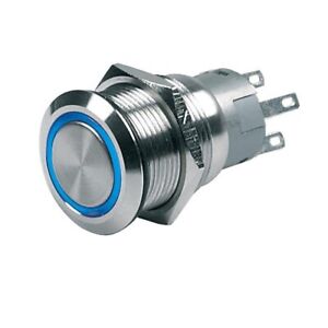 BEP Push-Button Switch 12V Latching On/Off Blue Led boatyardmalaysia