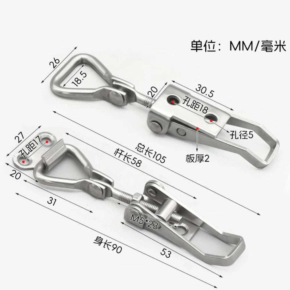 Boatyard Malaysia Multifunctional Adjustable Buckle Heavy-Duty Lock Buckle 304 Stainless Steel 90 Degree Vertical Door Buckle Box Buckle Door Bolt Clamp JZR2 - Boatyard Malaysia