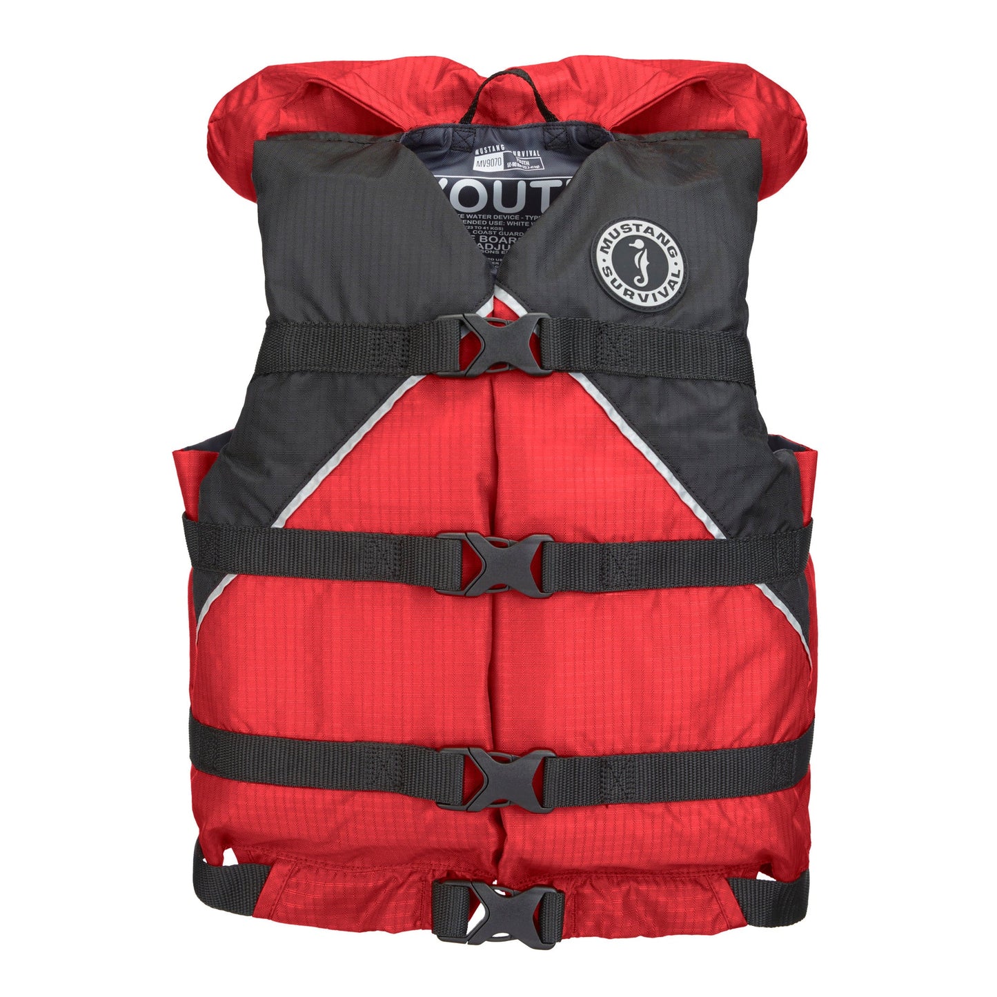 Mustang Youth Canyon V Foam Vest Red Black 50-90 LBS