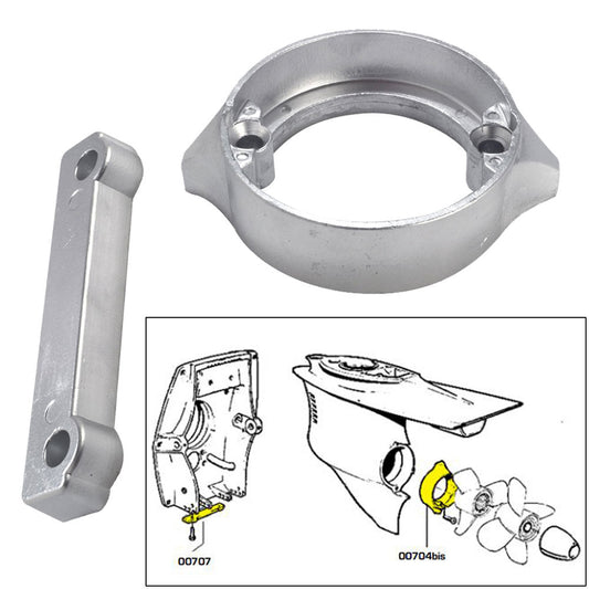 TECNOSEAL ANODE KIT VOLVO 280DP W/ HARDWARE ZINC POLYBAG