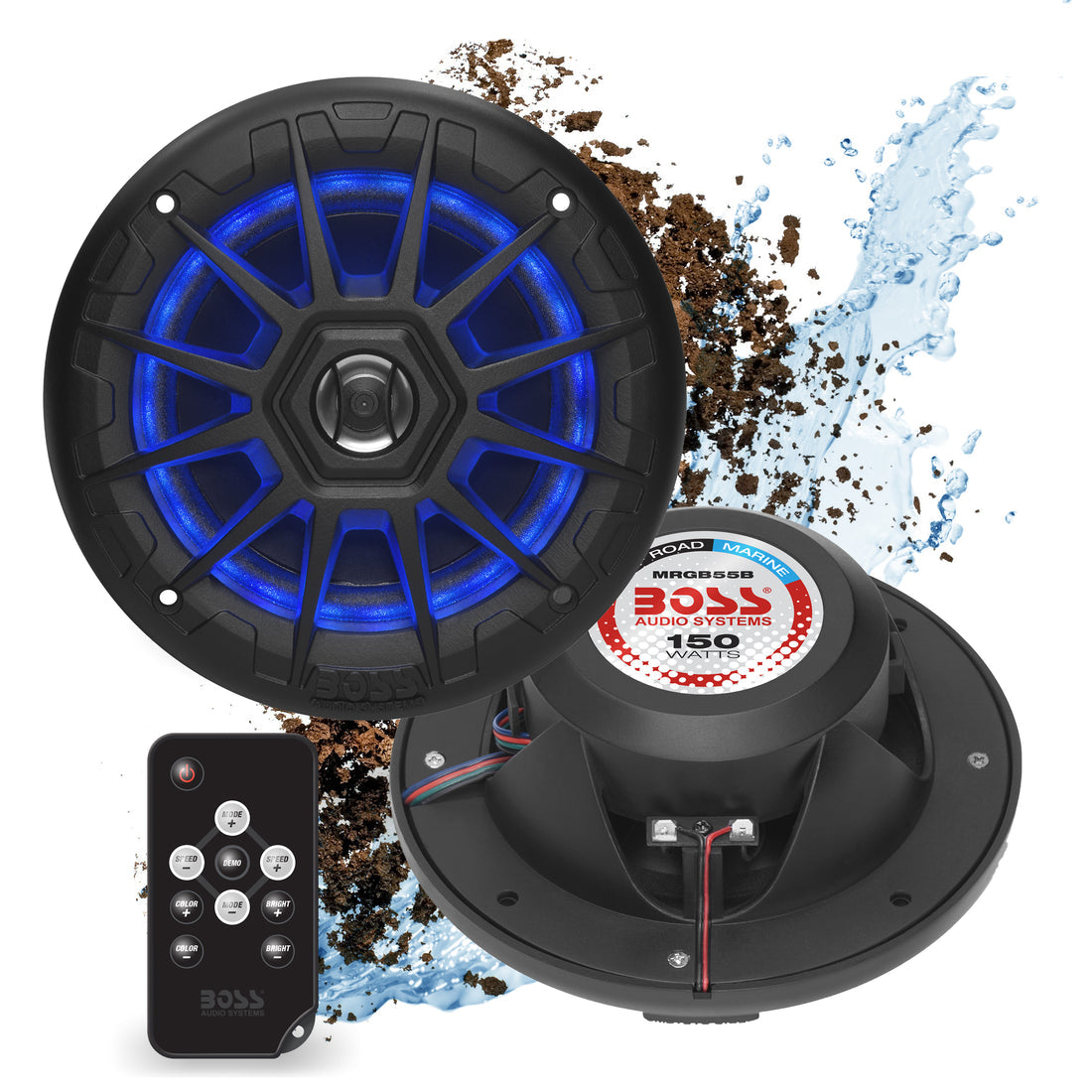 MRGB55B Marine Speakers 5.25" Black with RGB boatyardmalaysia