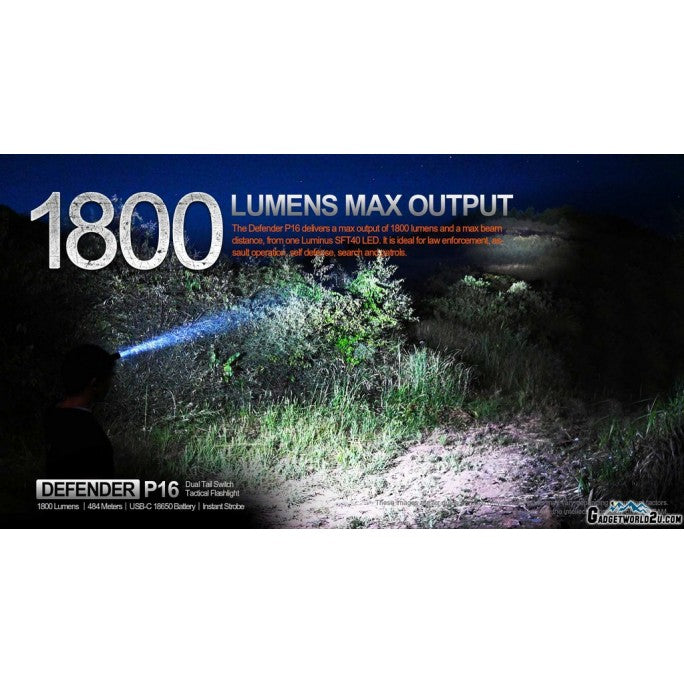 P16 Luminus SFT40 LED 1800 Lumens Tactical Flashlight boatyardmalaysia