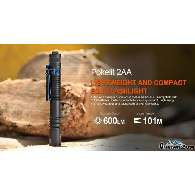 Pokelit 2AA Black Nichia 519A High CRI90 LED 600 Lumens Flashlight boatyardmalaysia