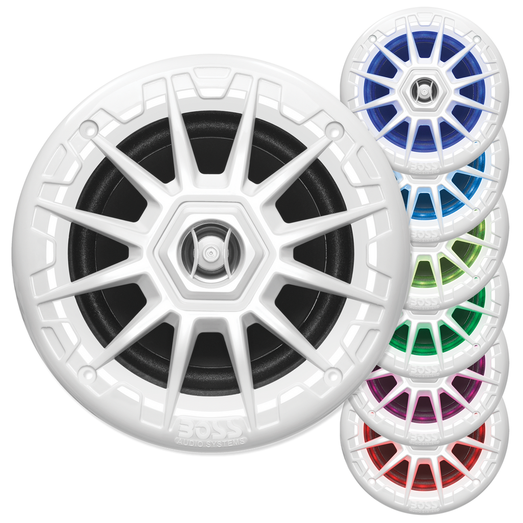 Boss Audio MRGB55W Marine Speakers 5.25" - White with RGB - Boatyard Malaysia