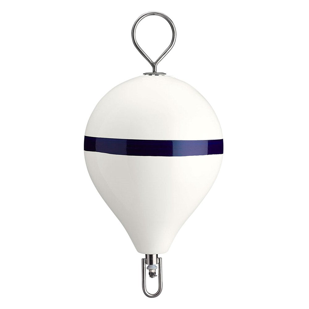 Polyform Mooring Buoy W/ Ss 17" Diameter White Blue Stripe - Boatyard Malaysia