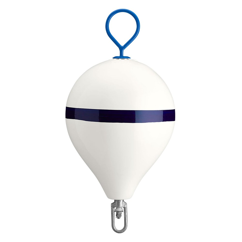 Polyform Mooring Buoy W/ Iron 17" Diameter White Blue Stripe - Boatyard Malaysia