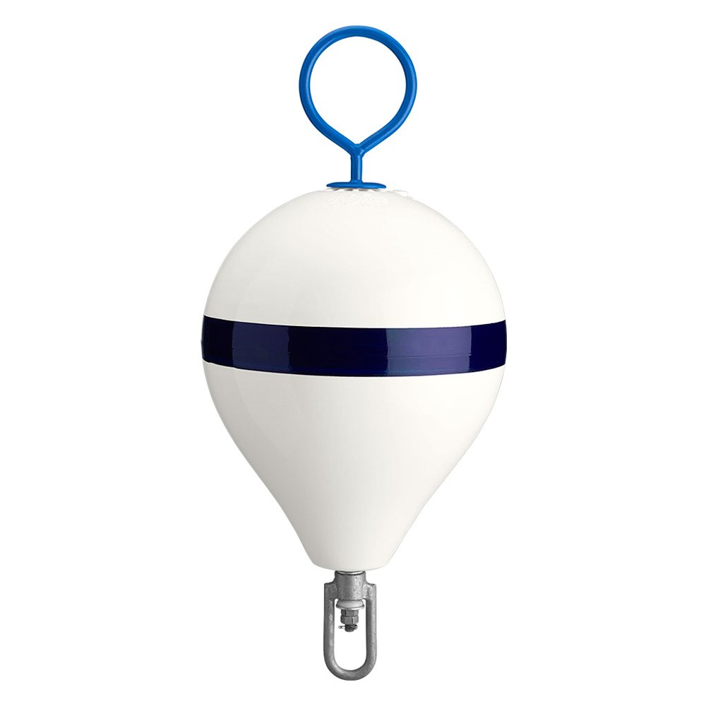 Polyform Mooring Buoy W/ Iron 13.5" Diameter White/Blue - Boatyard Malaysia