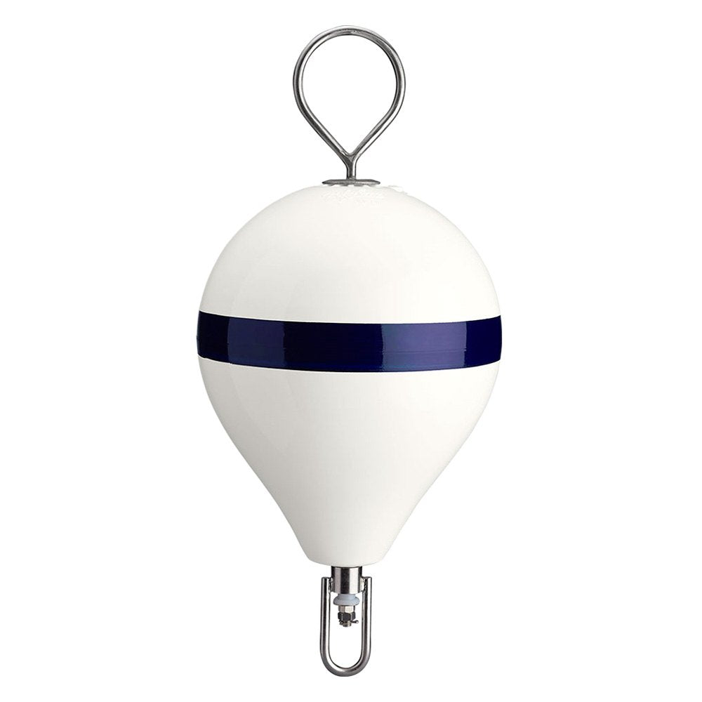 Polyform Mooring Buoy W/ Ss 13.5" Diam White Blue Stripe - Boatyard Malaysia