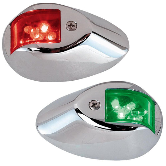 Perko LED Side Lights 12V Red / Green With Chrome Housing
