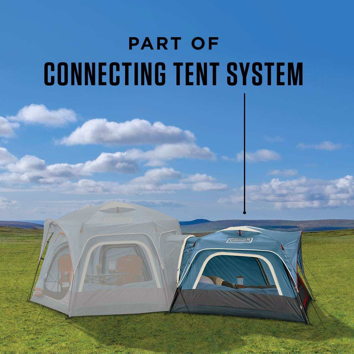 Coleman 3-Person Connectable Tent with Fast Pitch Setup, Blue