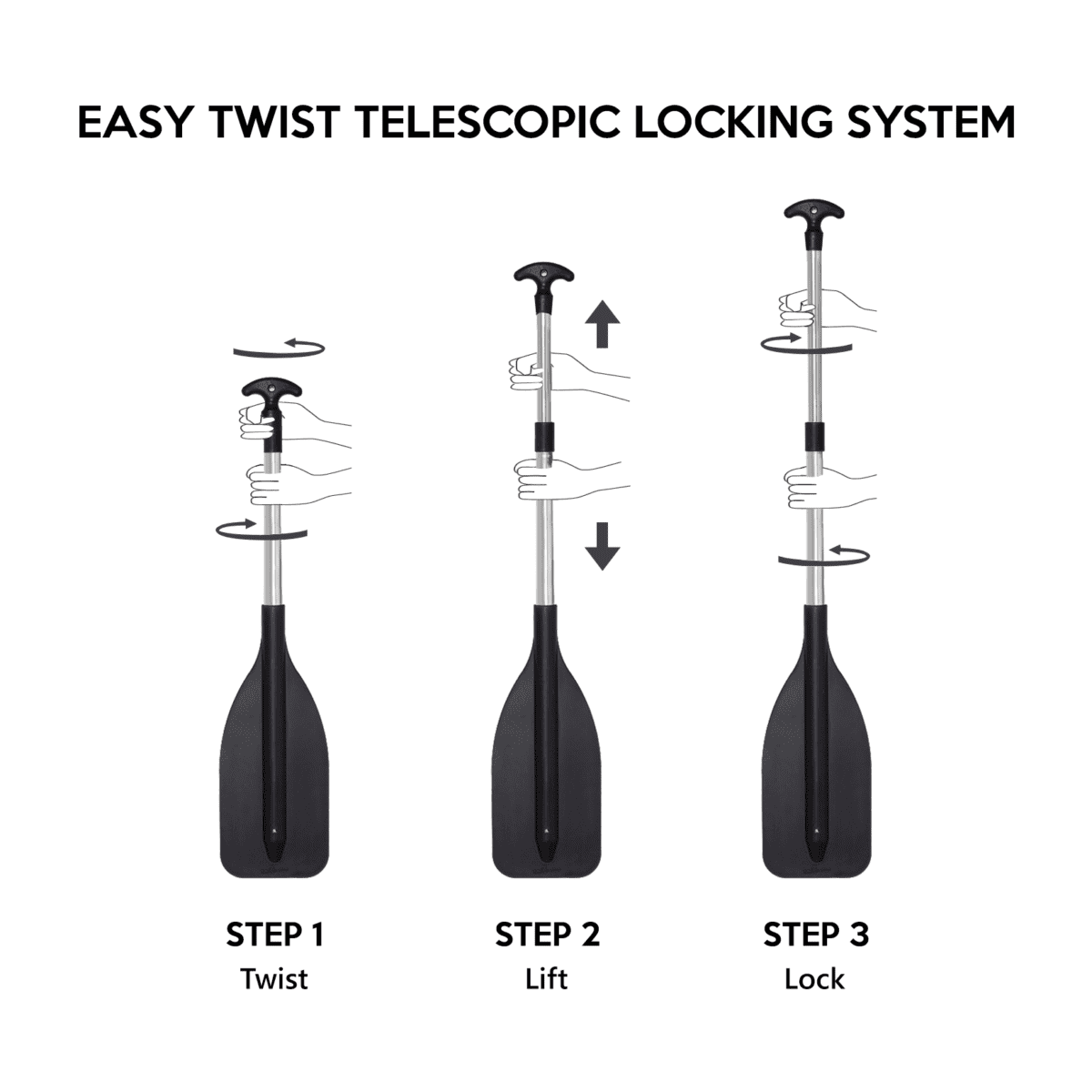 Adjustable Aluminum Telescopic 3 Part Paddle boatyardmalaysia